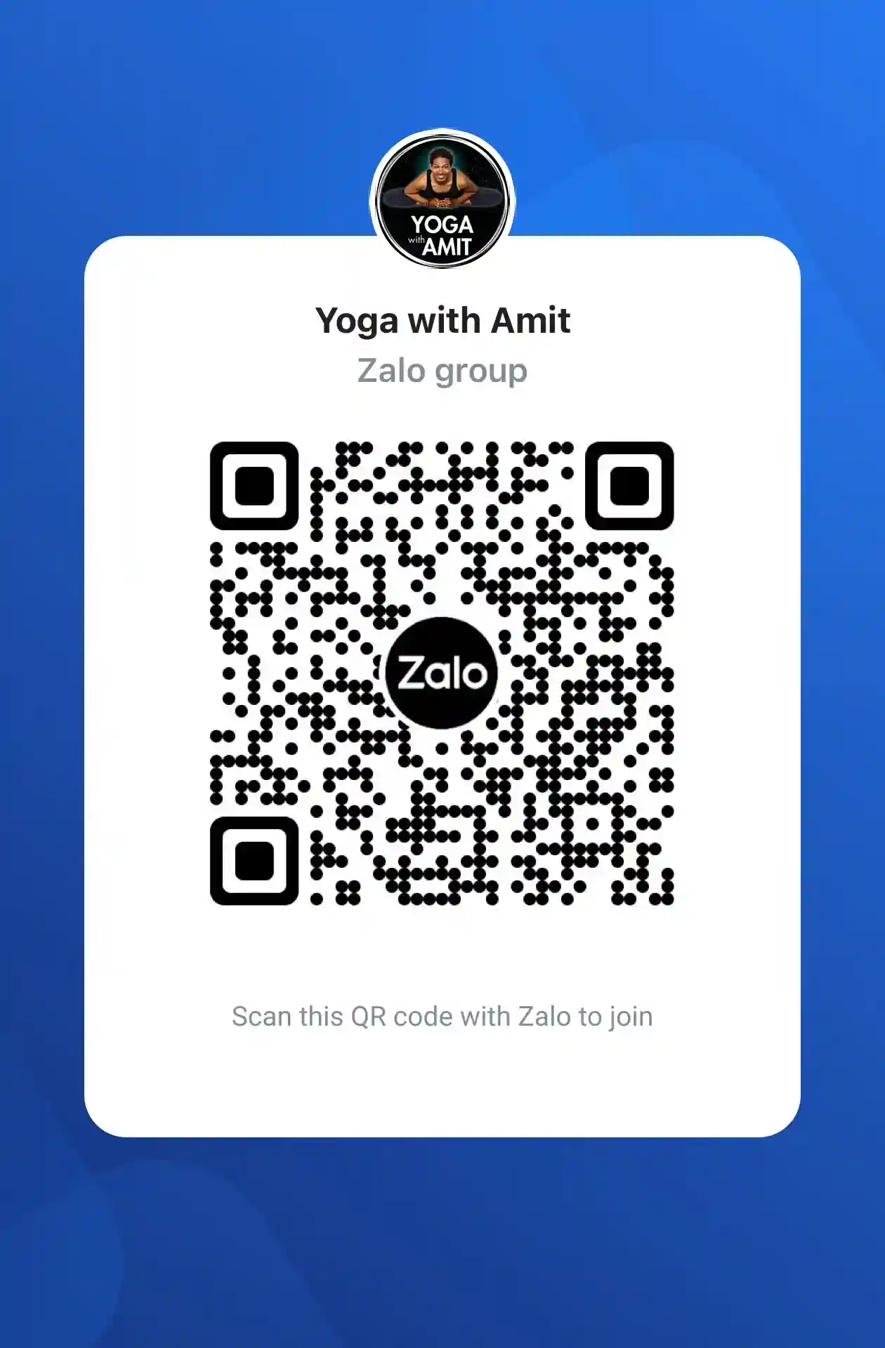 Scan to join the Yoga With Amit Zalo Group community