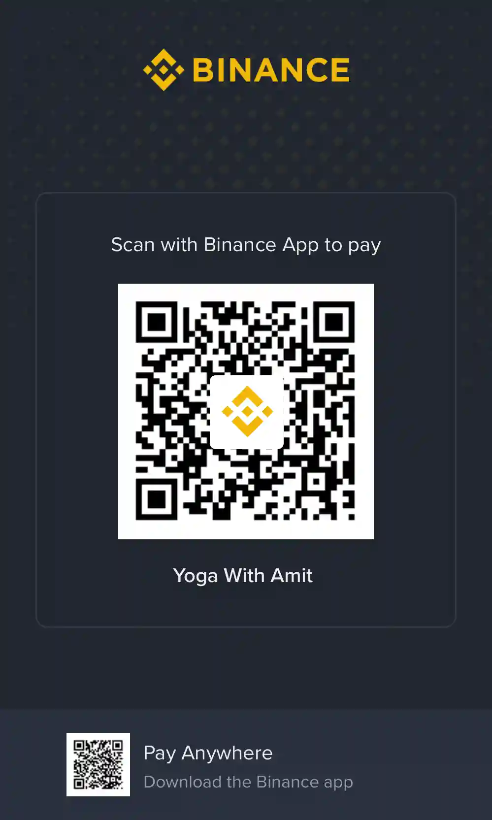 Binance Pay QR code — Yoga With Amit